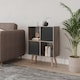 image 2 of Anthracite Oak 4-Cube Storage Unit with 2 Line Doors and Legs | Black | Black & Beech | 1