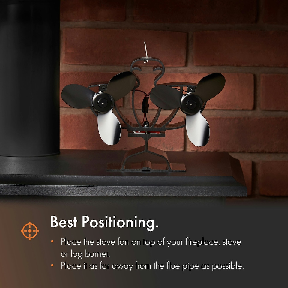 image 1 of VonHaus Stove Fan with 6 Blades for Log Burners & Fireplaces