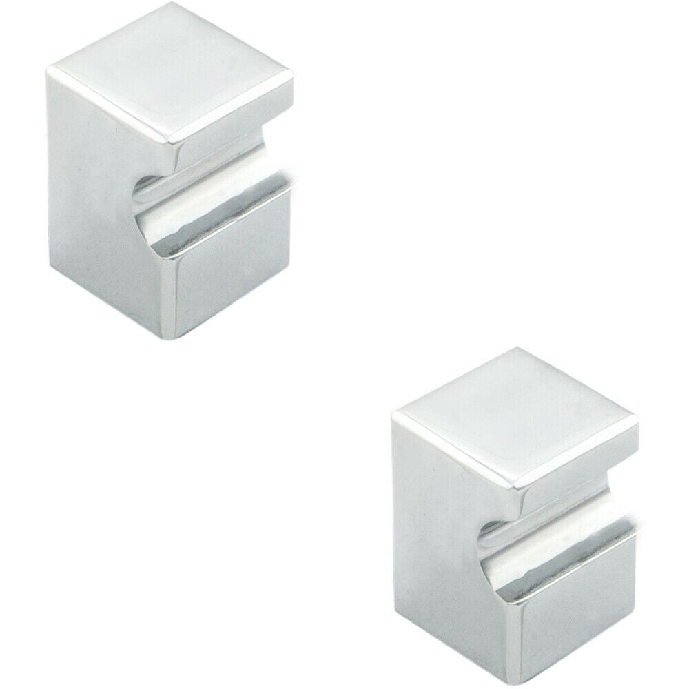 Loops 2x Square Cupboard Door Knob 18 x 18mm 25mm Projection Polished Chrome