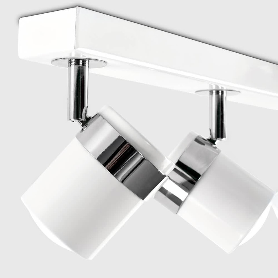 image 1 of ValueLights Rosie 4 Way Gloss White Straight Bar Ceiling Spotlight