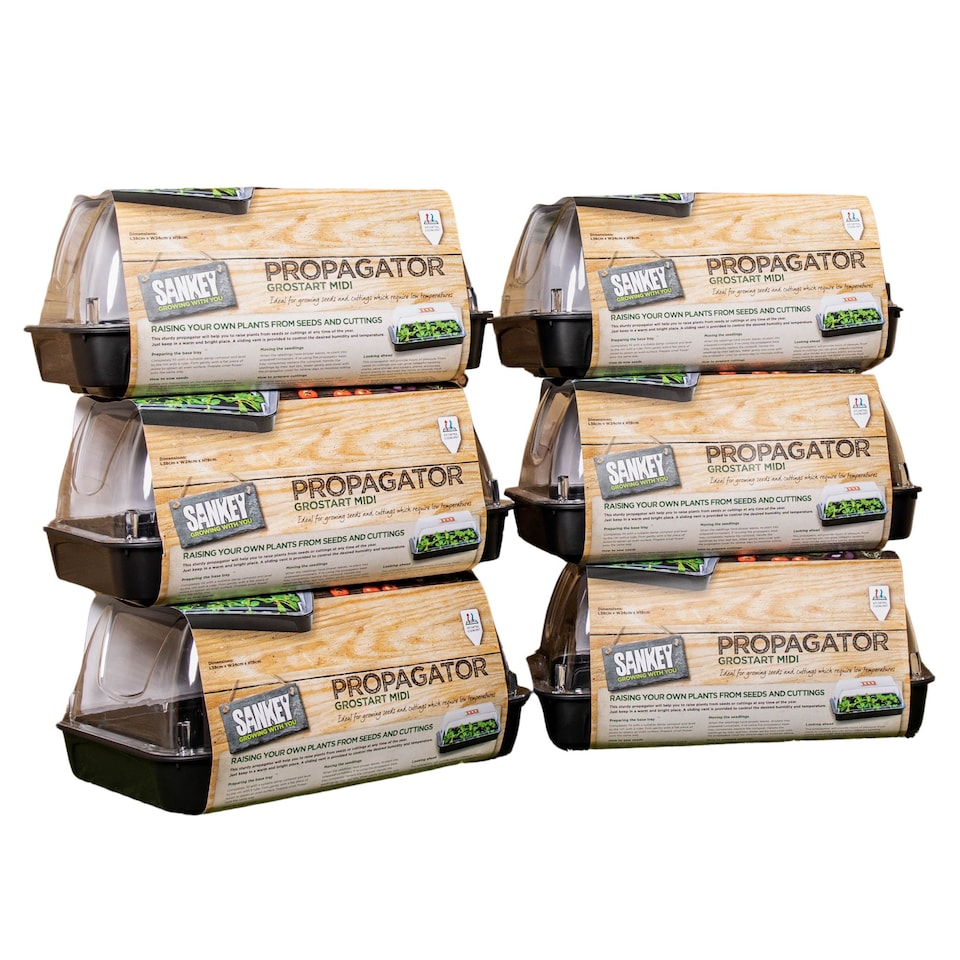 image 1 of 6 x 38cm Unheated Seed Starter Tray Grostart Midi Propagator Indoor Seedling Planter
