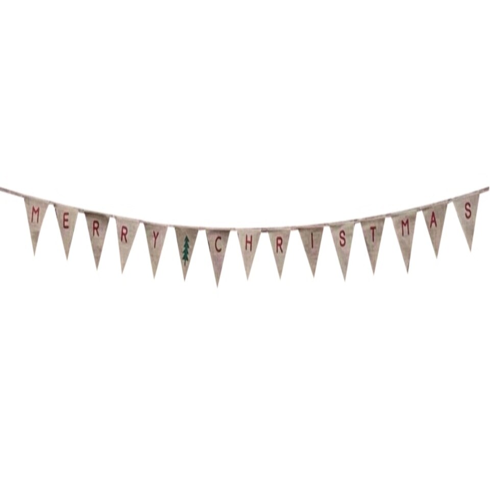 Merry Christmas With Tree Pennant Hessian Christmas Party Bunting