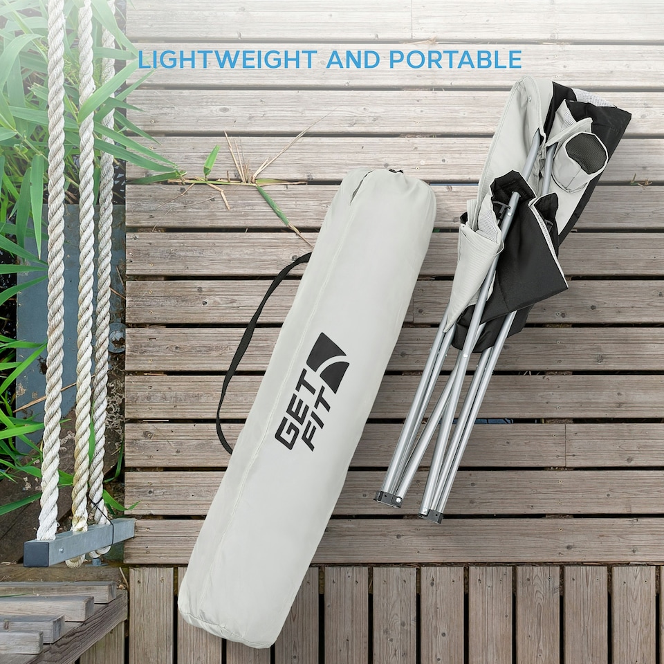 image 1 of Get Fit Camping Chair - Outdoor Folding Chair With Magazine Pocket, Cup Holder & Carry Bag Weight Capacity of 130kg - Grey