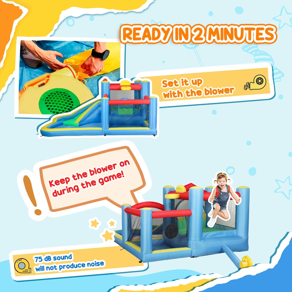 image 1 of AIYAPLAY Inflatable Bouncy Castle with 550W Blower, 385 x 290 x 180 cm