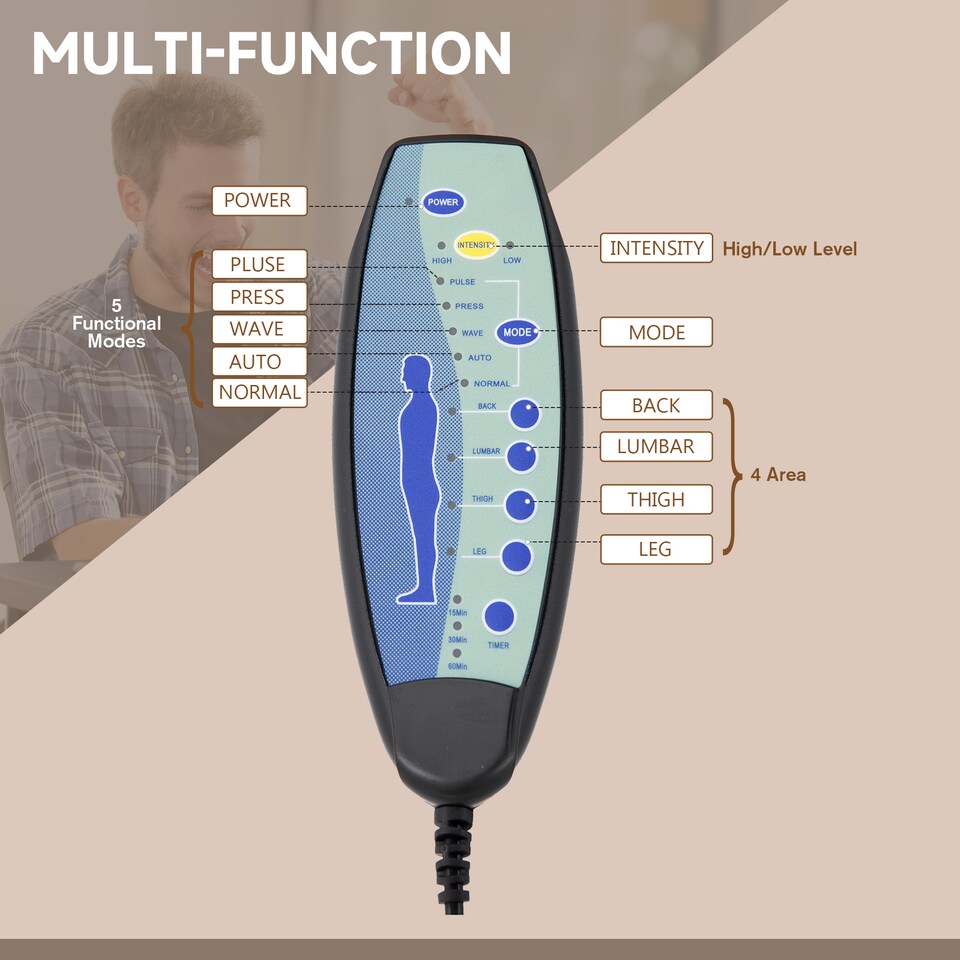 image 1 of Vinsetto Office Chair with 6-Point Maaage, PU Desk Chair with Padded Seat and Armrest, Computer Chair with Tilt Function for Home, Brown