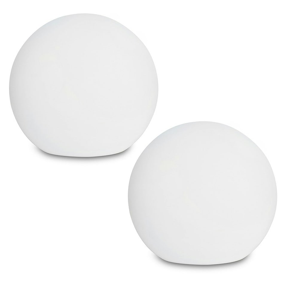 image 1 of ValueLights Set of 2 Toka White Large Outdoor Ball Light Dimmable Rechargeable Battery
