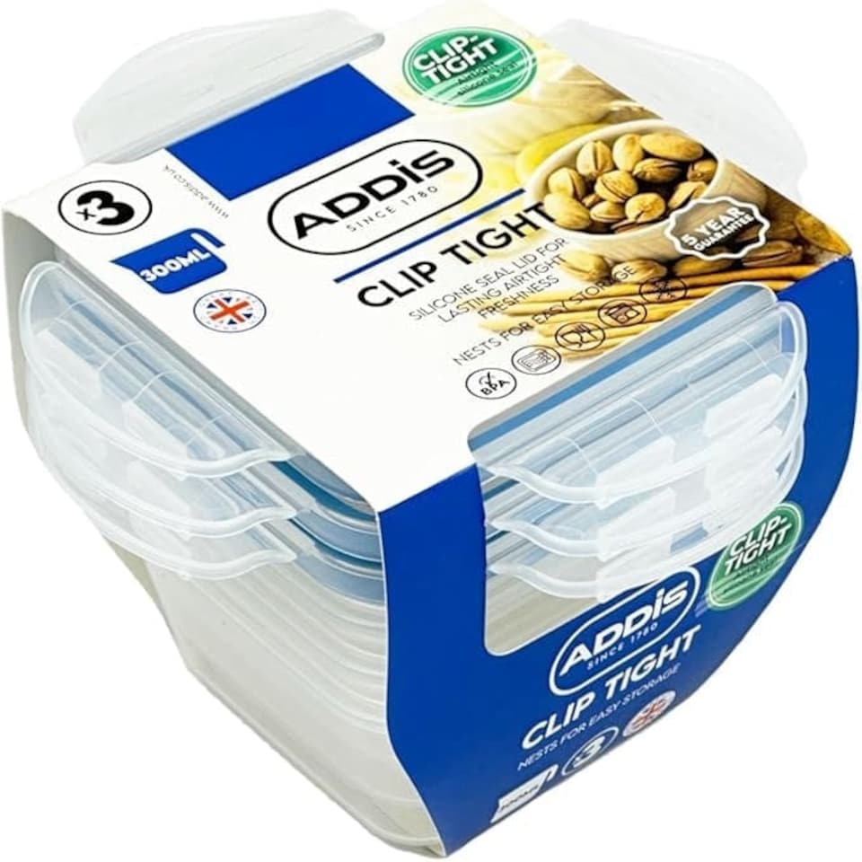 image 1 of Addis Clip Tight 300ml Food Containers (3pk)