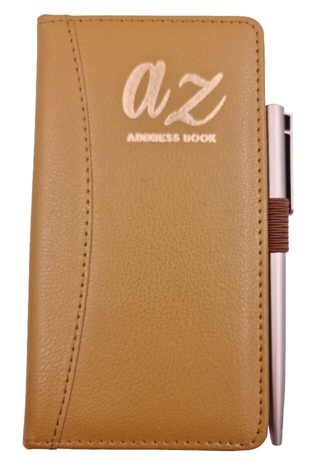 image 1 of Slim Tan Address Book & Pen