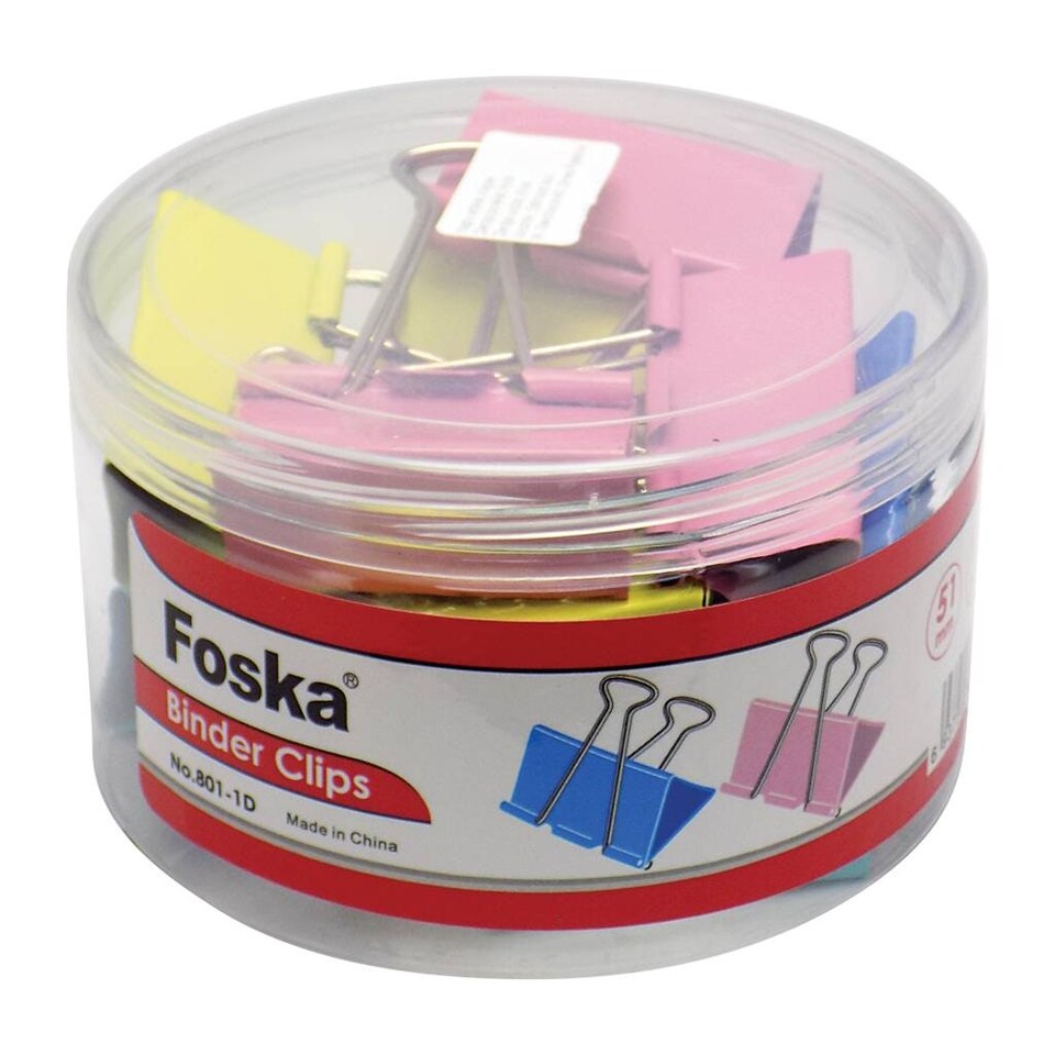 image 1 of Pack of 12 51mm Assorted Colour Fold Back Binder Clips