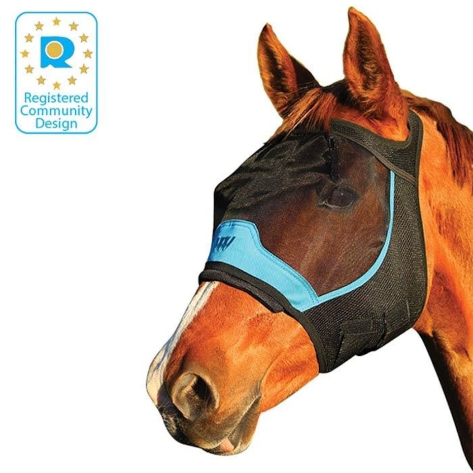 image 1 of Woof Wear Uv Fly Mask Without Ears Black | Size: XX-Small
Colour: Black/Turquoise