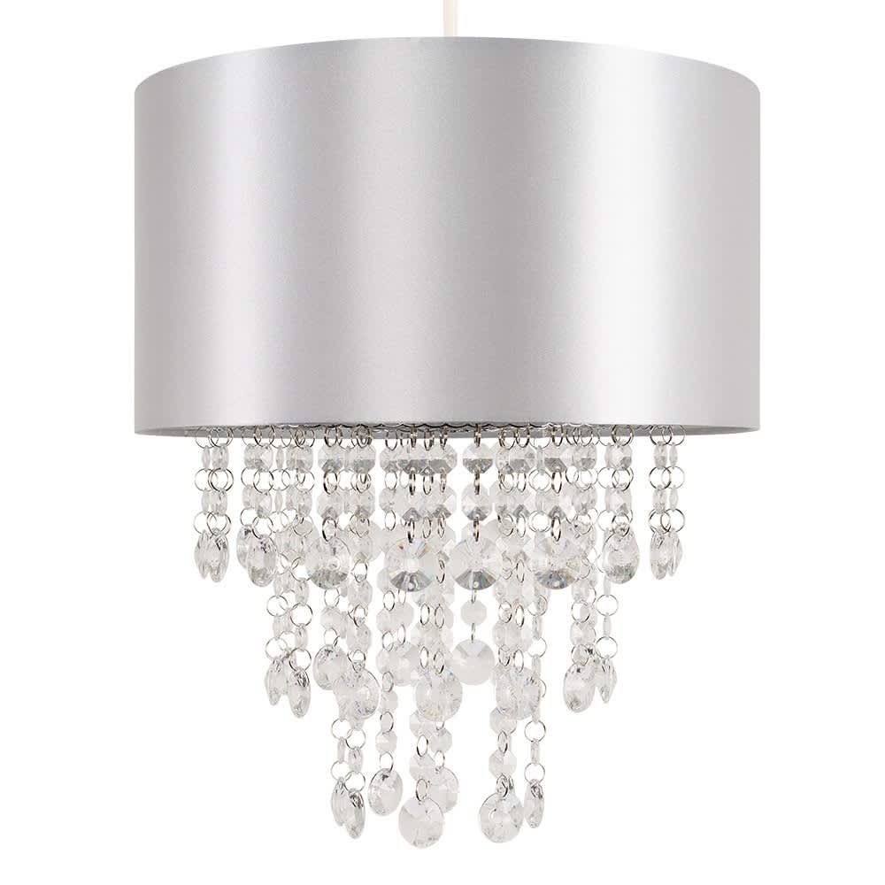 ValueLights Jesmond Pair Grey Acrylic Droplet Grey Ceiling Pendant Shades