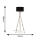 image 3 of ValueLights Camden Copper Tripod Floor Lamp Black Shade & Bulb Black
