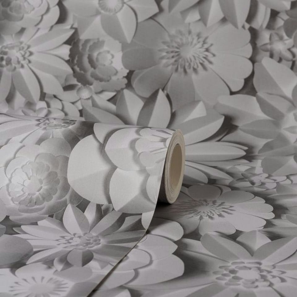 image 1 of Fine Decor Dimensions Floral Wallpaper - Grey - 32.8ft x 21in Grey