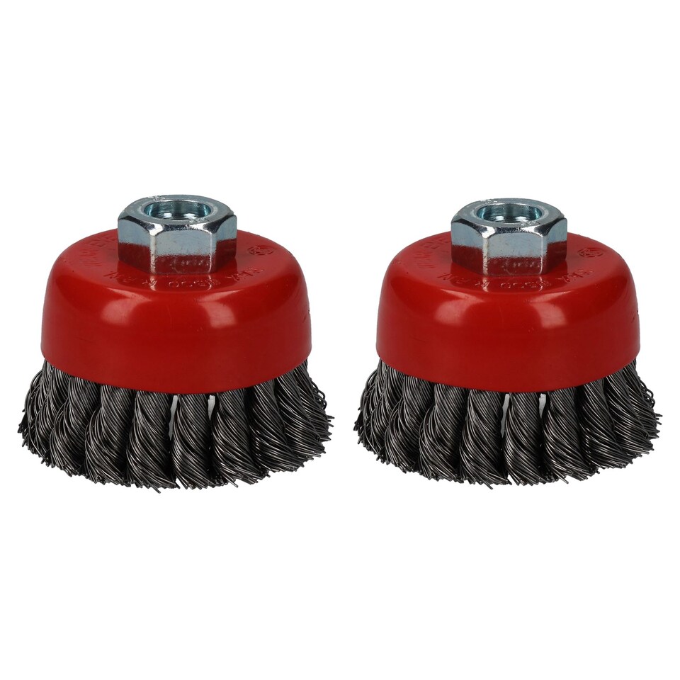 image 1 of 2pc Professional 80mm Wire Twist Knot Cup Brush for 4-1/2" M14 Angle Grinders