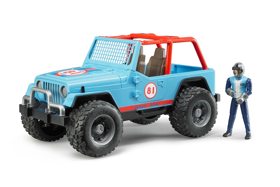 image 1 of Bruder Jeep Cross Country Racer (Blue) with Driver Off-Road Racing Playset