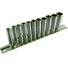 1/4" Drive Metric MM Double Deep Sockets 11pc 4mm - 13mm 6 Sided By Bergen
