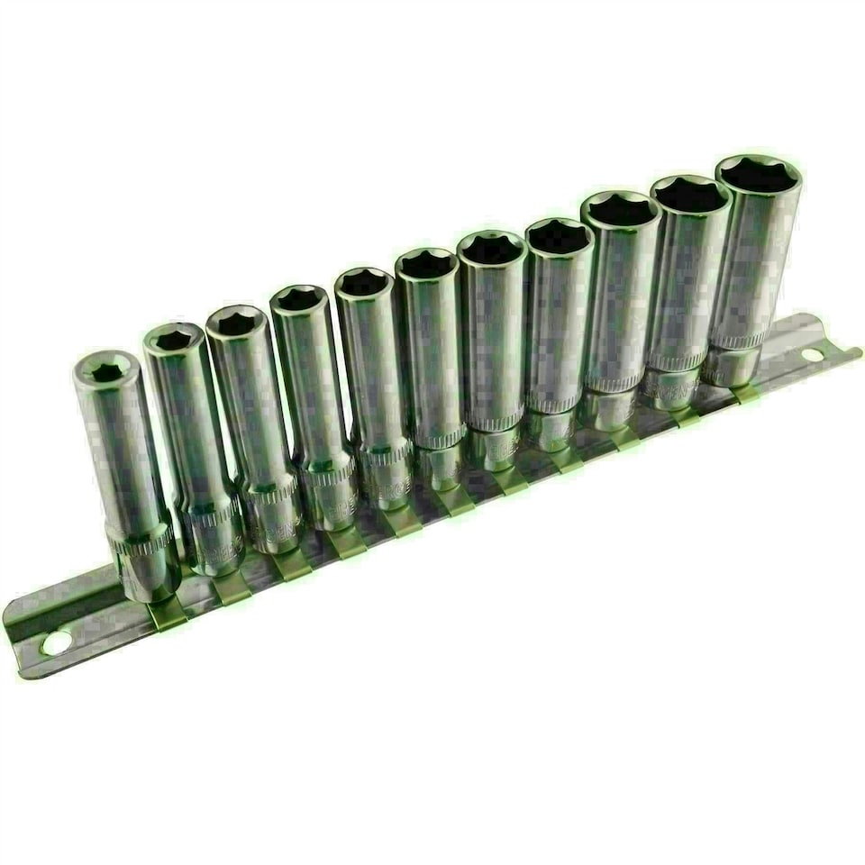image 1 of 1/4" Drive Metric MM Double Deep Sockets 11pc 4mm - 13mm 6 Sided By Bergen