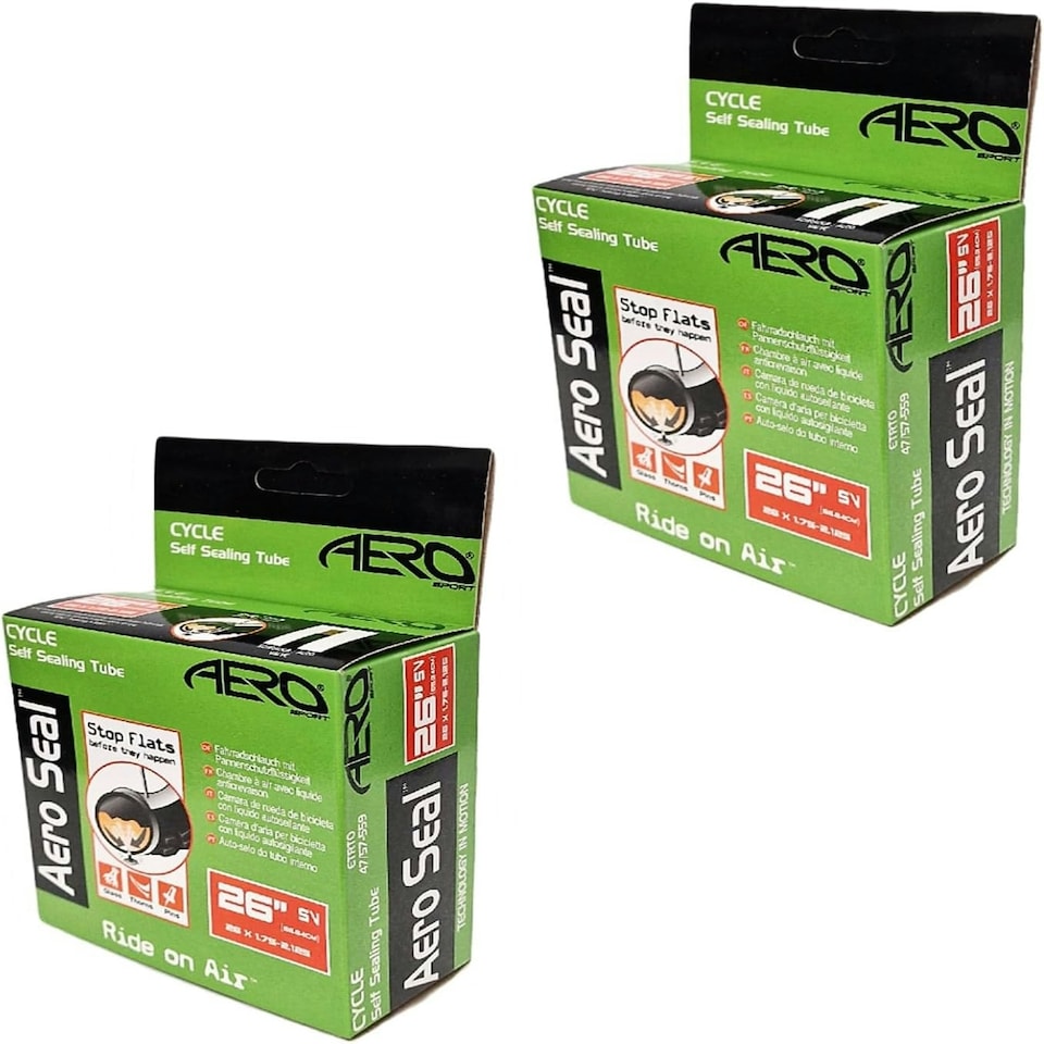 image 1 of Aero Sport Set x 4 Self Sealing Butyl Rubber 26" x 1.75-2.125 Bike/E-Bike Inner Tubes SV
