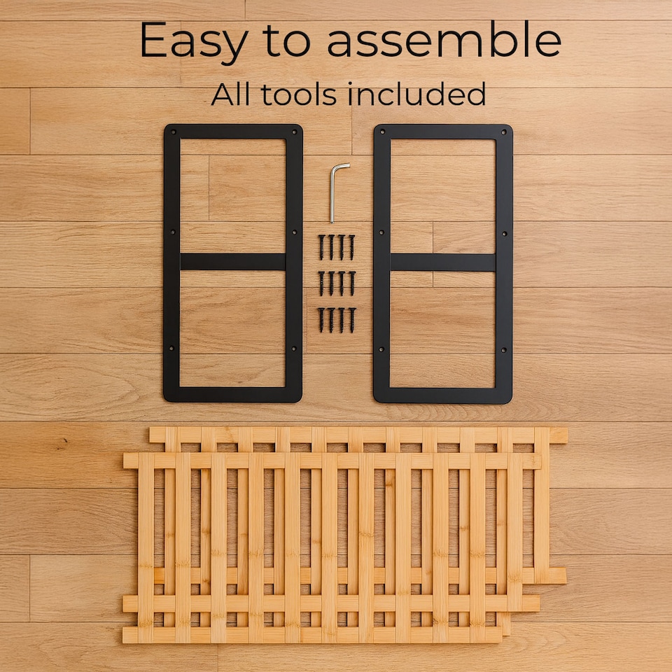 image 1 of Neo Black/Natural 3-Tier Bamboo Shoe Rack Stand Natural Wooden Shoe Storage Shelf for Hallway Bedroom Bathroom | Black | Black And Wood