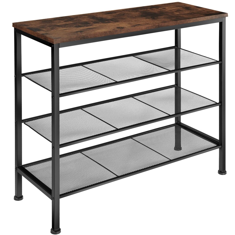 image 1 of Shoe Rack Newport - surface shelf and 3 grid shelves, industrial style | Brown | Industrial wood dark, rustic | 80,50 x 30,50 x 72,50 cm | 1