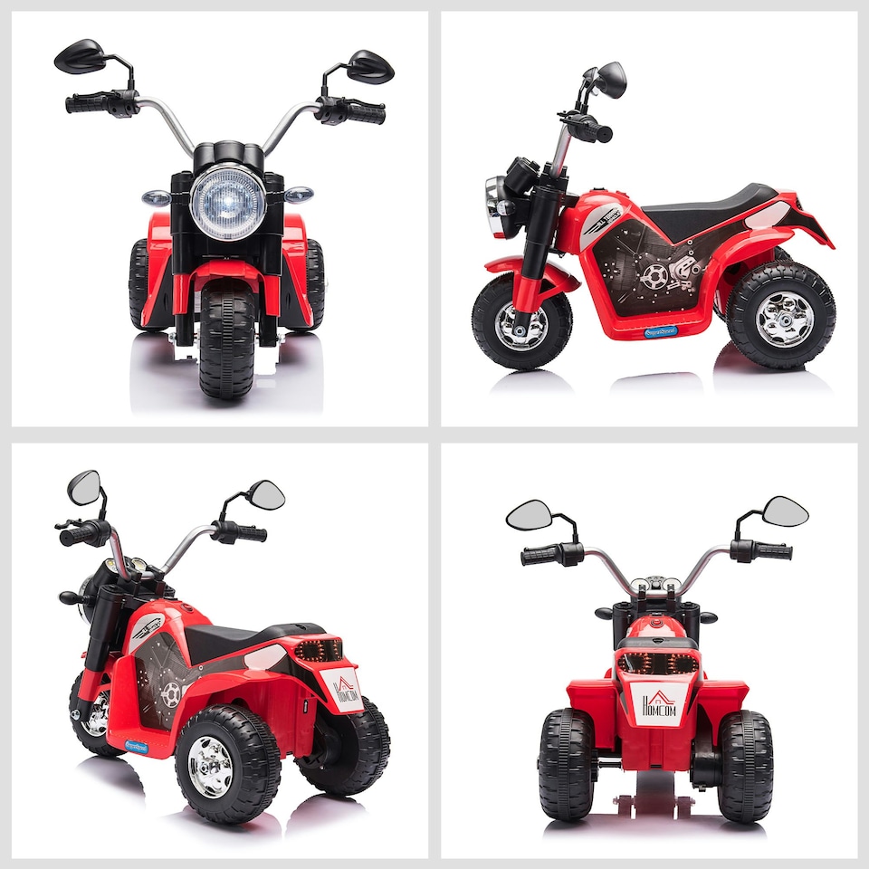image 1 of HOMCOM Kids 6V Electric Motorcycle Ride-On Toy Battery 18 - 36 Months Red