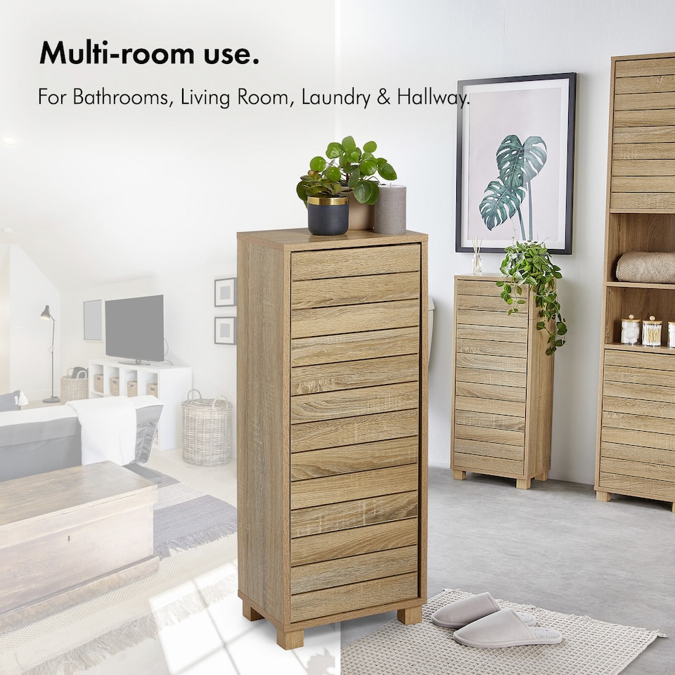 image 1 of VonHaus Chester Bathroom Storage Cabinet in Oak Effect