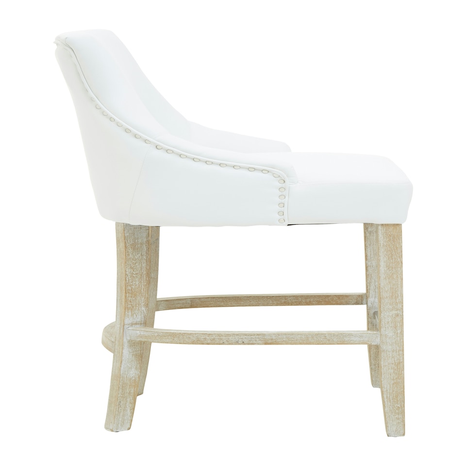 image 1 of Interiors by Premier White Bar Stool with High Back, Velvet Seat Breakfast Bar Chair, Kitchen Stool with Footrest, Chair for Bar