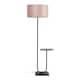 image 3 of ValueLights Tavel Matte Black Floor Lamp with Large Pink Drum Shade and LED Bulb | Pink