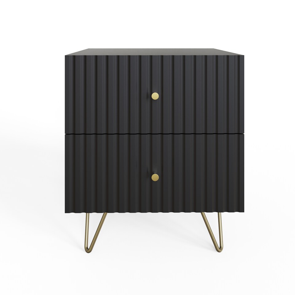 image 1 of Thalia Ribbed 2 Drawer Bedside Table