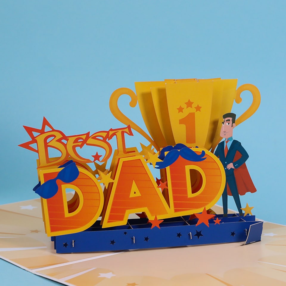 image 1 of Best Dad Trophy 3D Pop Up Father's Day Card