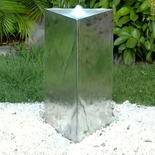 Primrose Stainless Steel Triangular Pillar Water Feature with Lights 53cm