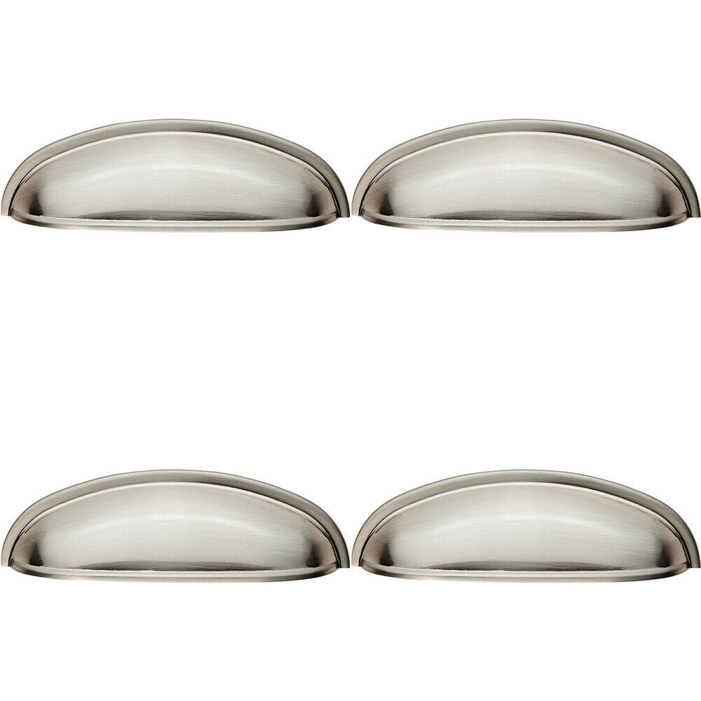 Loops 4x Shaker Cup Pull Handle 124 x 35mm 96mm Fixing Centres Satin Nickel in Metallics