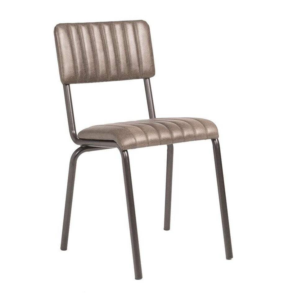 Creme Side Chair - Ribbed - Lascari - Silver Silver