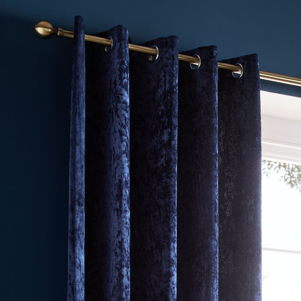 image 1 of Catherine Lansfield Crushed Velvet Lined Eyelet Curtains