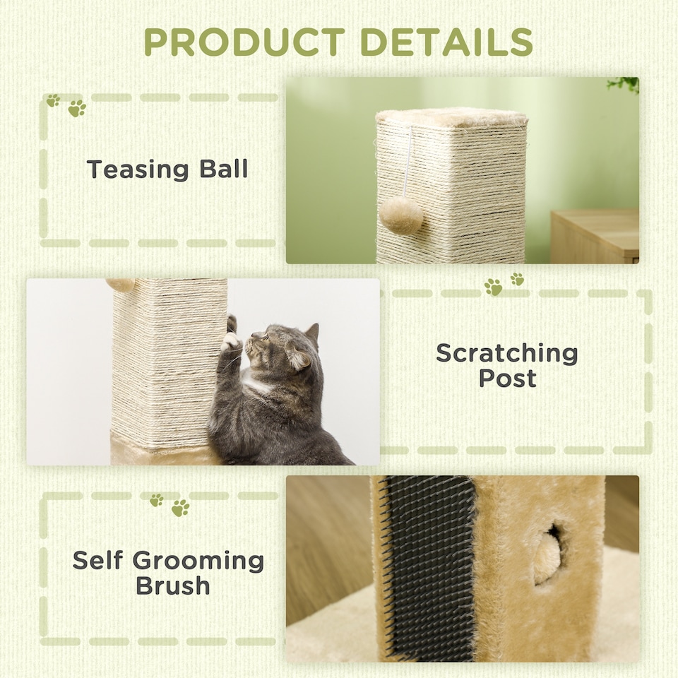 image 1 of PawHut 79cm Jute Scratcher Climber with Toy, Self Grooming Brush