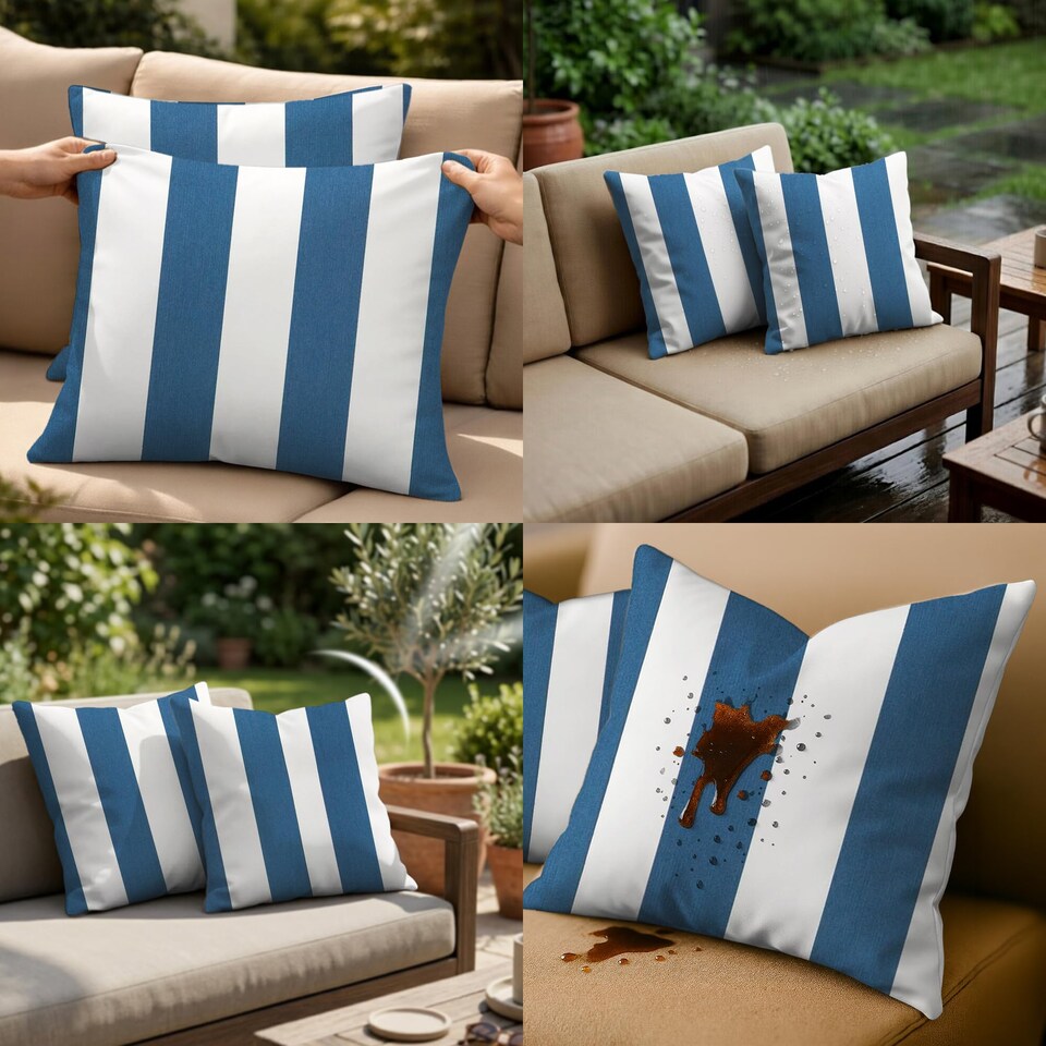 image 1 of Covers&All Sunbrella Throw Pillows Pack Of 2, Square 18 in x 18 in, Cabana Regatta