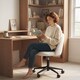image 7 of HOMCOM Desk Chair, Fluffy Swivel Office Chair for Makeup Vanity, Cream | Cream | Cream