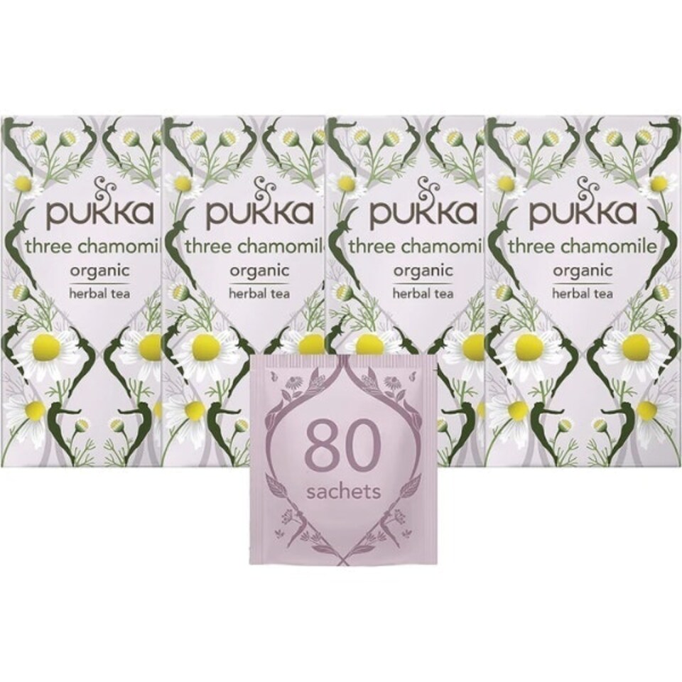 image 1 of Pukka Herbs Organic Herbal Tea, Three Chamomile, 4 Packs, 80 Teabags 4