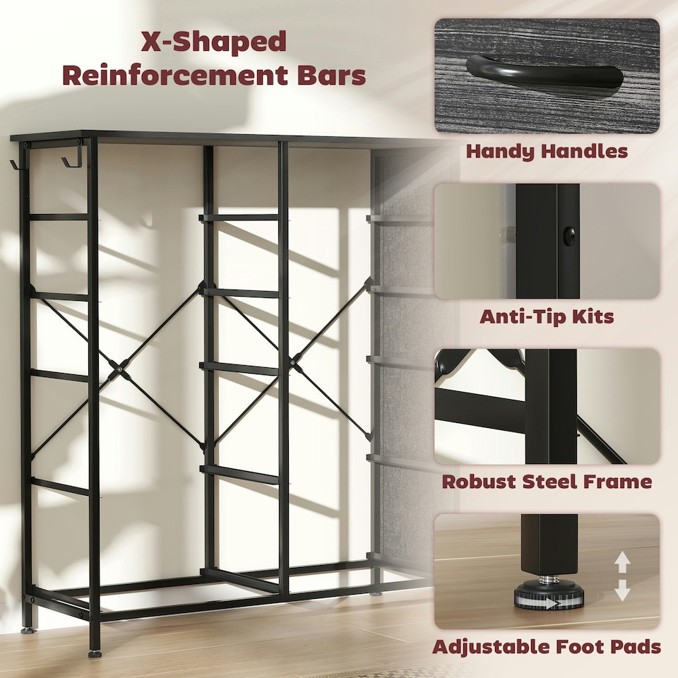 image 1 of HOMCOM Fabric Chest of Drawers, 10 Drawer Dresser for Bedroom, Black | Black