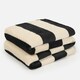image 1 of OHS Stripe Print Ultra Soft Fleece Cosy Blanket Throw, 125x150cm - Black/White