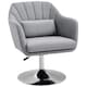 image 1 of HOMCOM Stylish Retro Linen Swivel Tub Chair Steel Frame Cushion Seat Light Grey