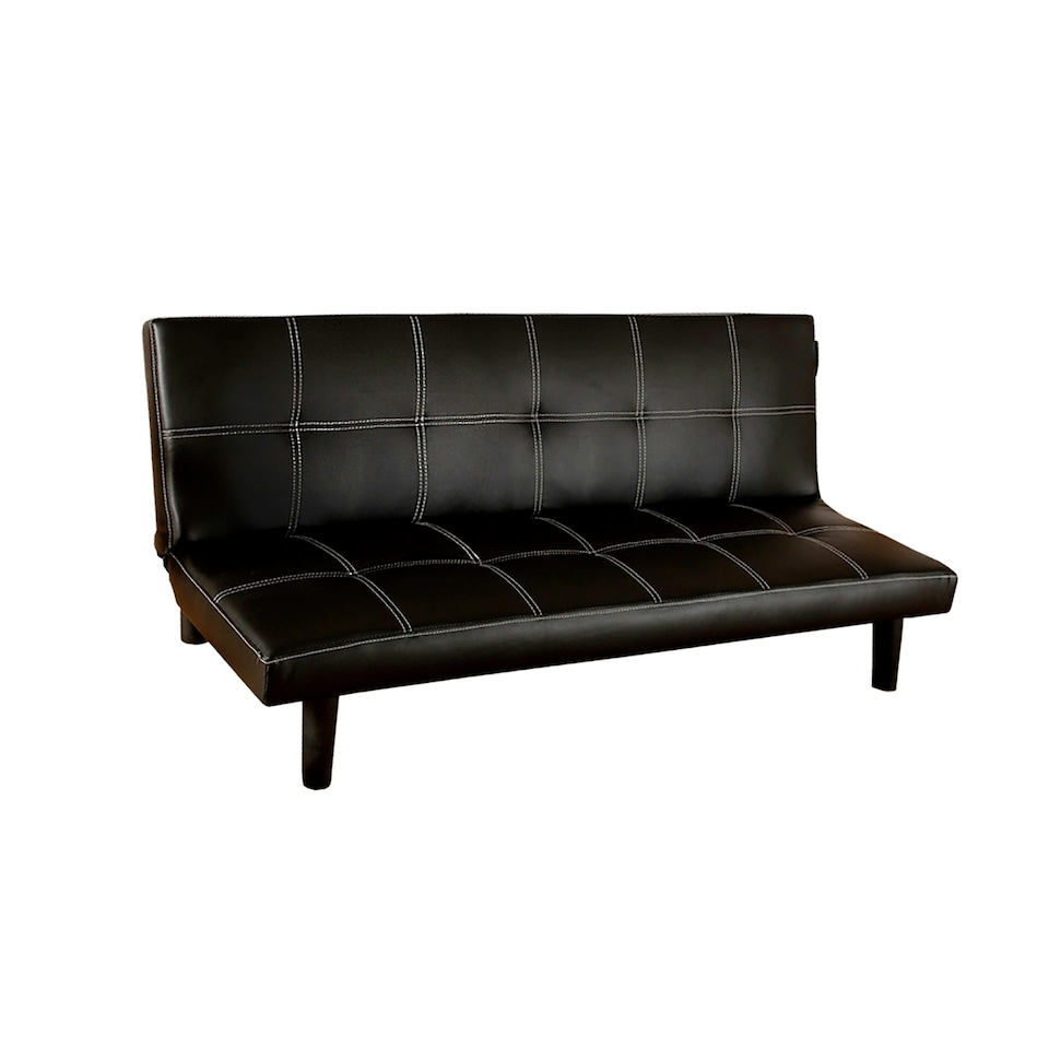 image 1 of Faux Leather Clic Clac Sofa Bed In Black