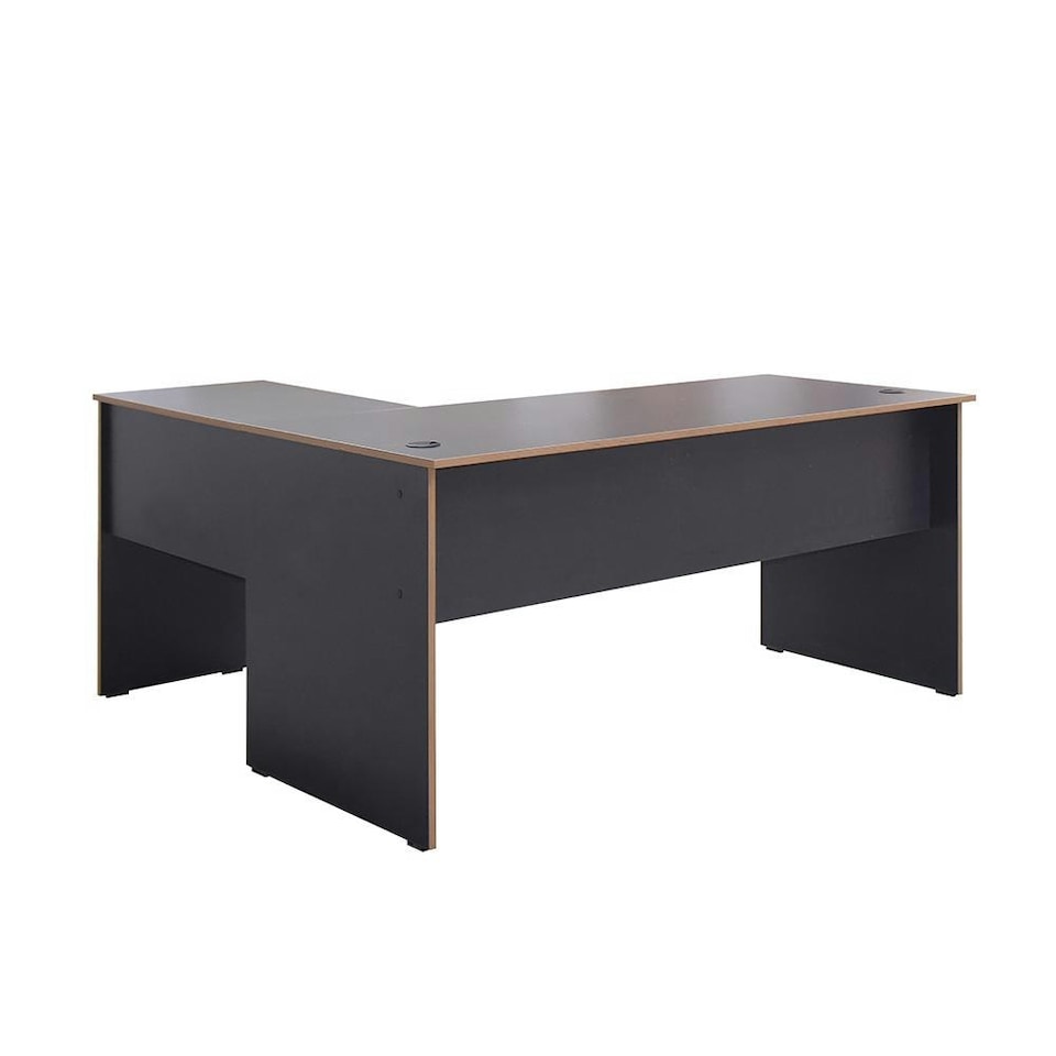 image 1 of Adore Rio Anthracite Grey Corner Desk with Oak Trim - Large Reversible Office Desk Grey