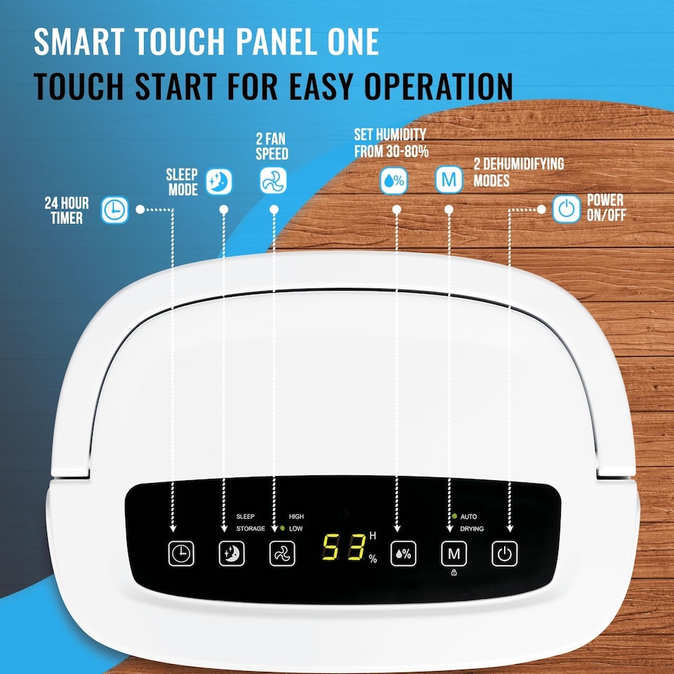 image 1 of 12 Litre Dehumidifier with Air Purifier and Continuous Drainage Hose
