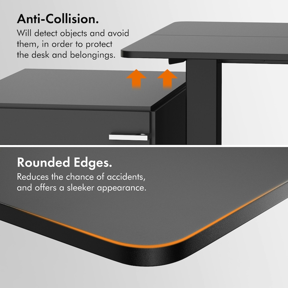 image 1 of VonHaus Adjustable Electric Standing Desk with USB-C charging, Black