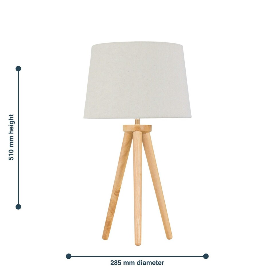 image 1 of Voyage - Light Oak Table Lamp or Bedside Light with Linen Shade Brown | Brown