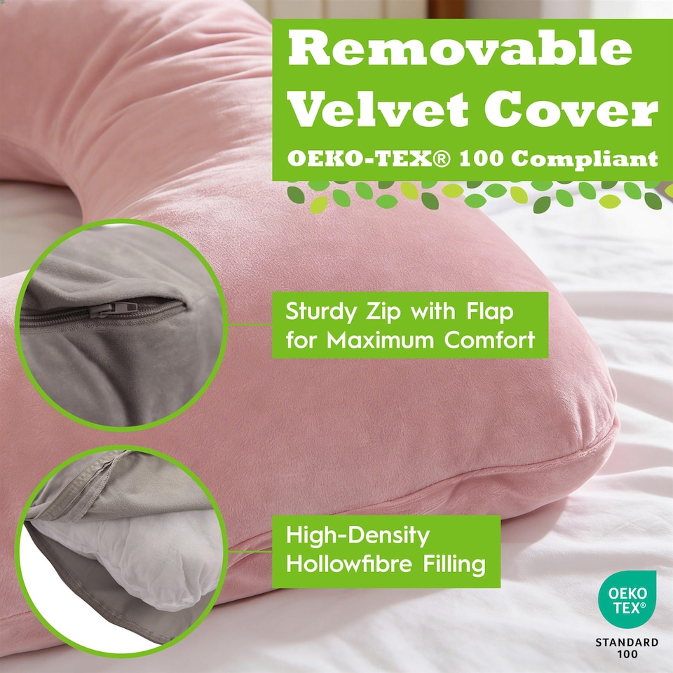image 1 of Nicola Spring Pregnancy Pillow with Storage Bag - 52 inch | Grey | Grey | One Size