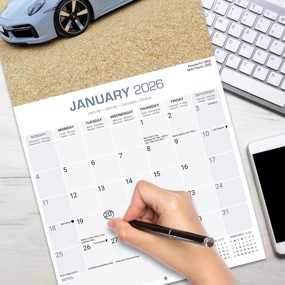 image 1 of Porsche 2026 Calendar | Square Wall Calendar | Car Enthusiast Gift | Plastic Free Packaging | by Avonside Publishing
