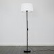 image 2 of ValueLights Modern Floor Lamp In Black Metal Finish With Faux Linen White Shade
