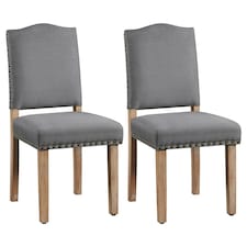 Yaheetech Set of 2 Upholstered Kitchen Chairs Dining Room Chairs | Grey | Dark Grey